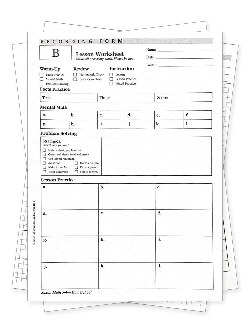 Saxon Multiplication Worksheets