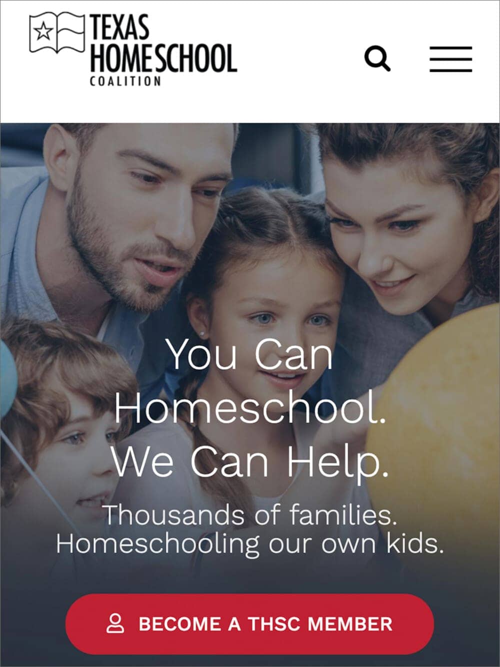 a screen capture of the texas homeschool coalition website